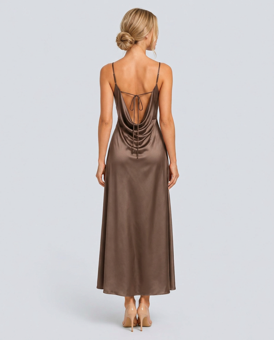 Opal | Sleeveless Cowl Neck Fitted Maxi Dress