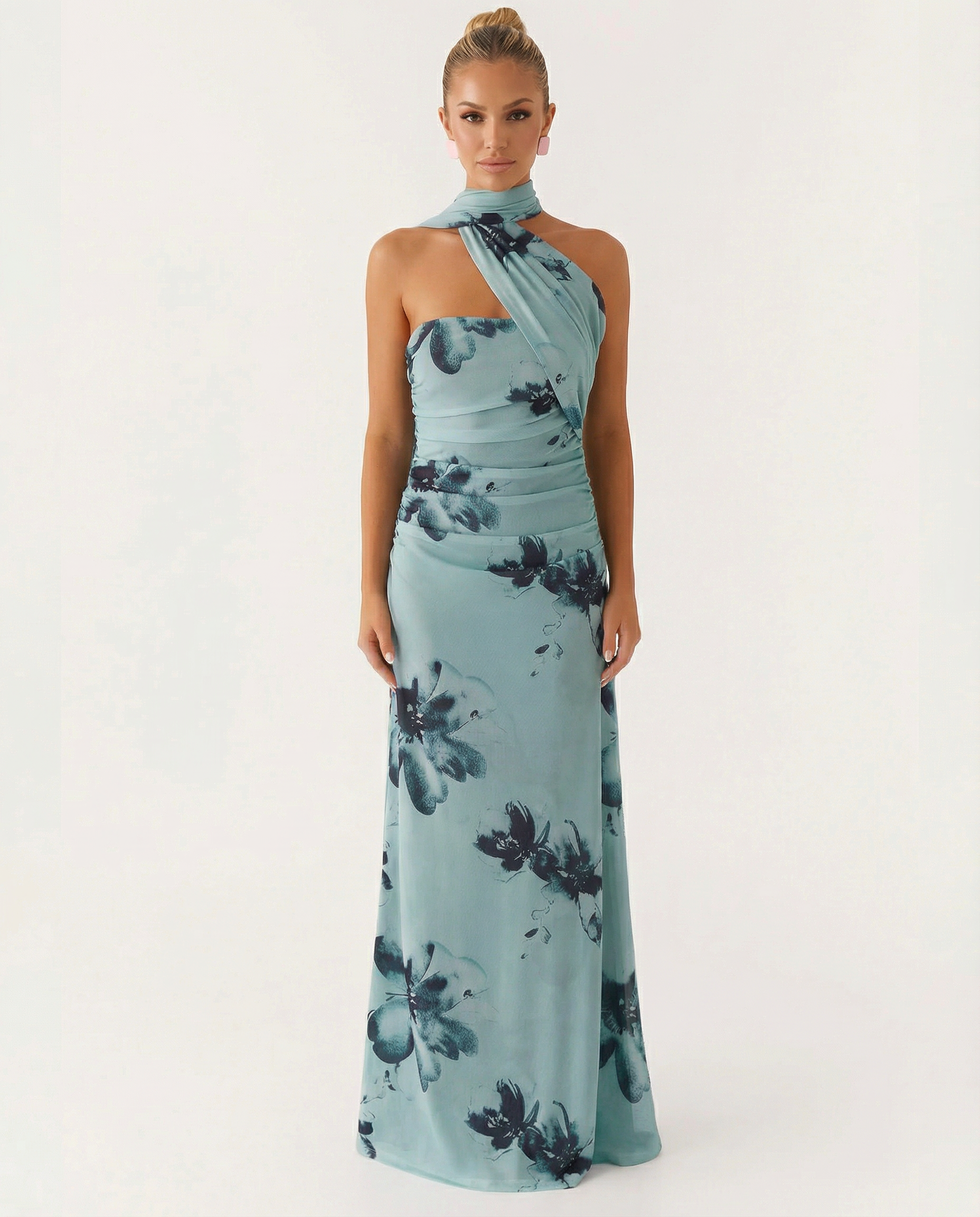 Nona | Floral Maxi Dress with Halter Wrap Detail