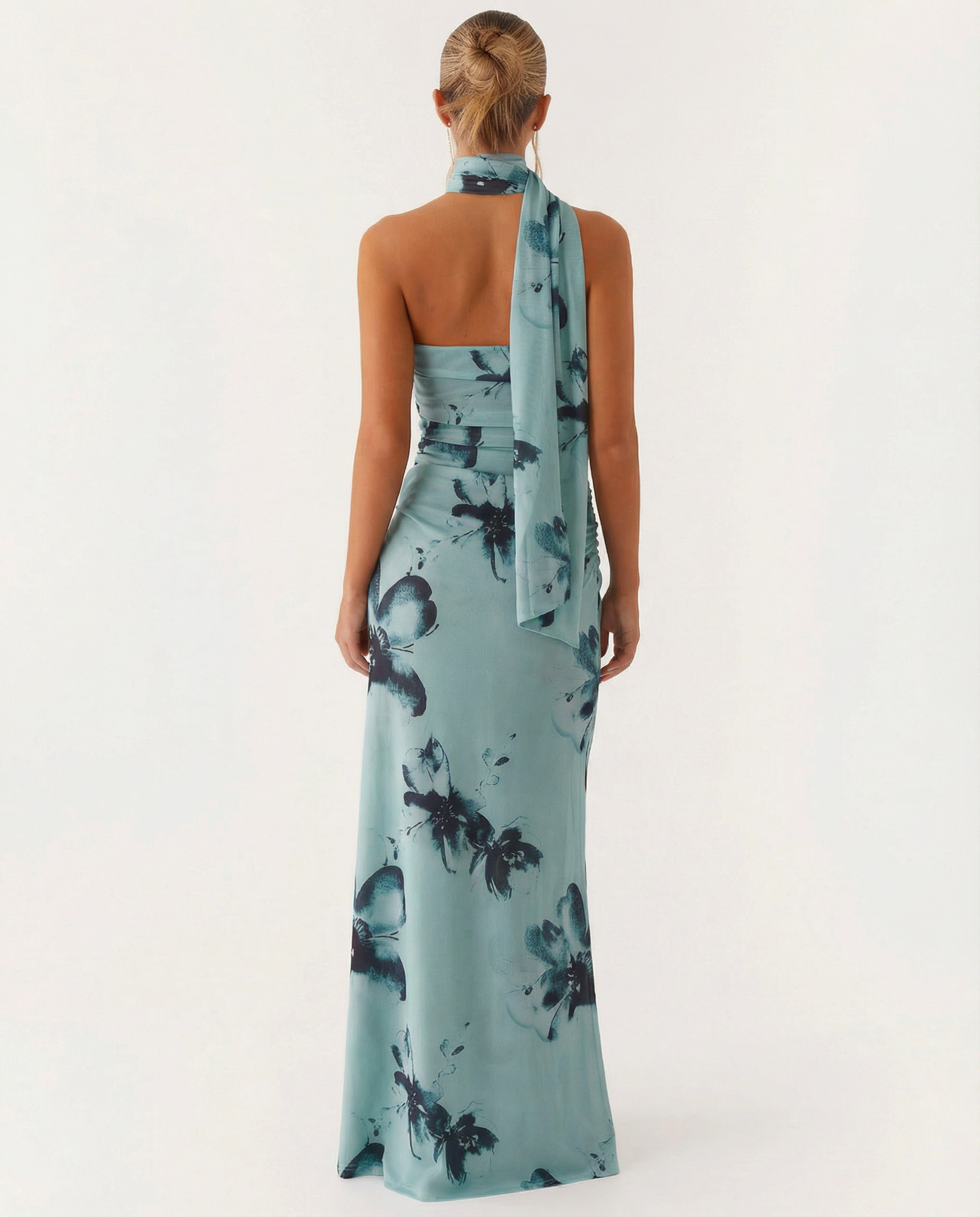 Nona | Floral Maxi Dress with Halter Wrap Detail