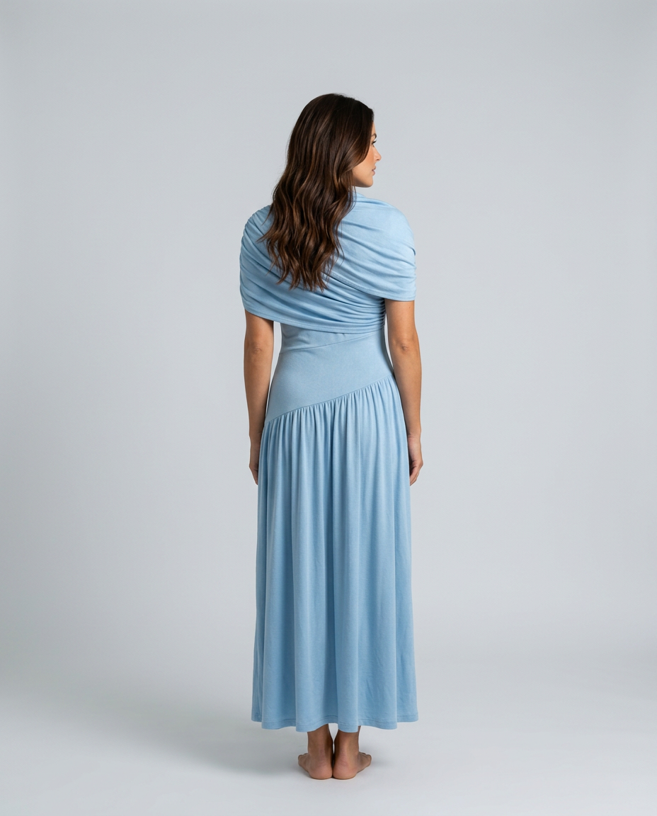 Thael | One-Shoulder Draped Bodice Maxi Dress
