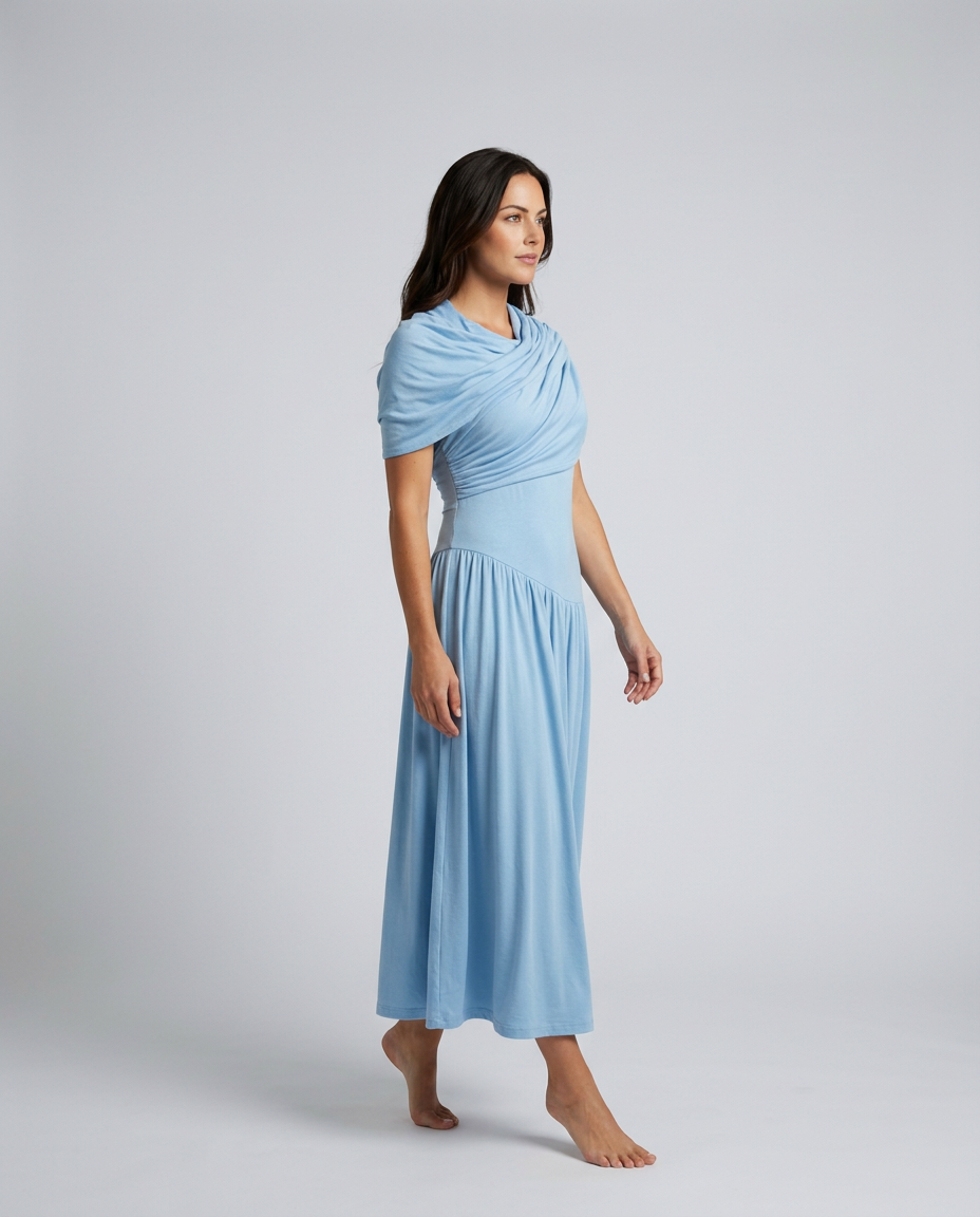 Thael | One-Shoulder Draped Bodice Maxi Dress