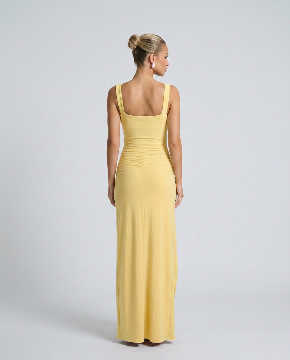 Pilar | Square Neck High Slit Maxi Dress