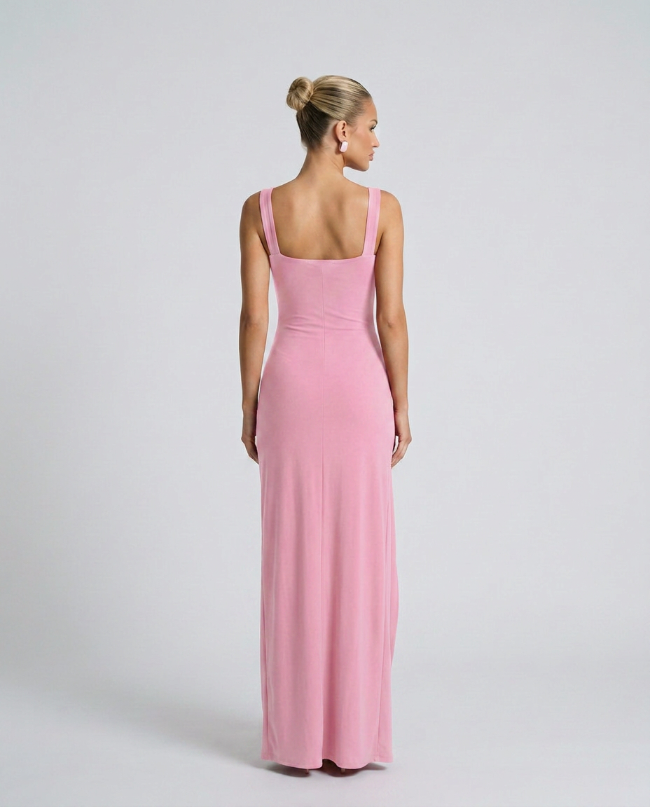 Pilar | Square Neck High Slit Maxi Dress