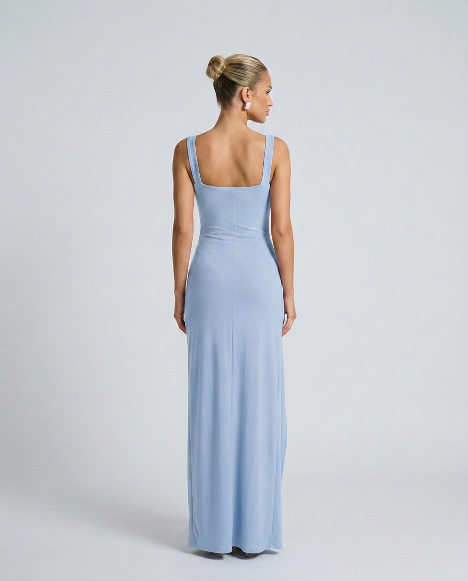 Pilar | Square Neck High Slit Maxi Dress