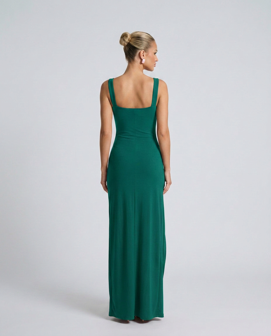 Pilar | Square Neck High Slit Maxi Dress