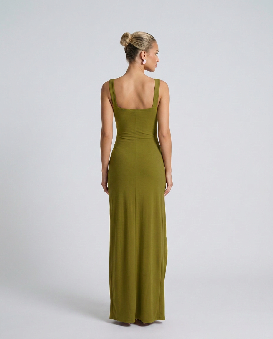 Pilar | Square Neck High Slit Maxi Dress