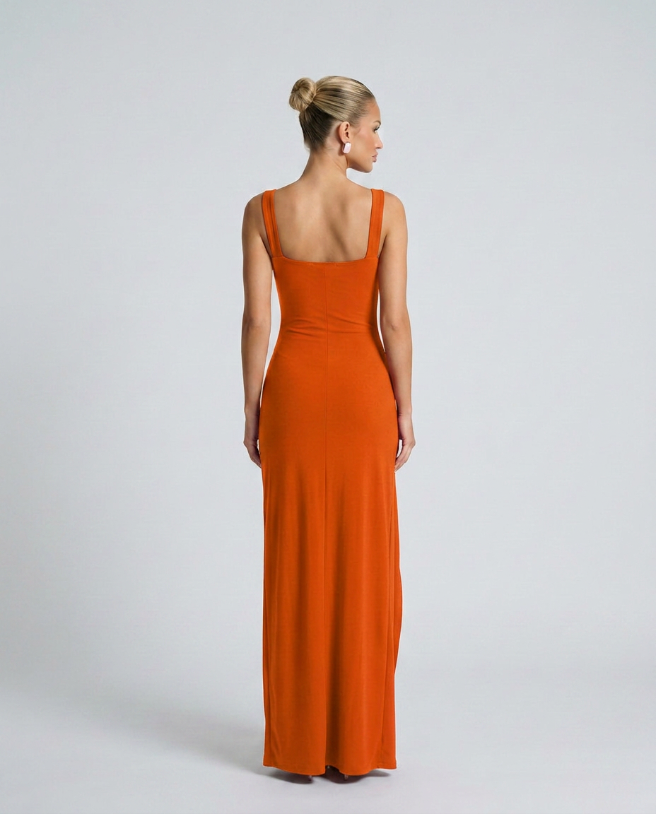 Pilar | Square Neck High Slit Maxi Dress