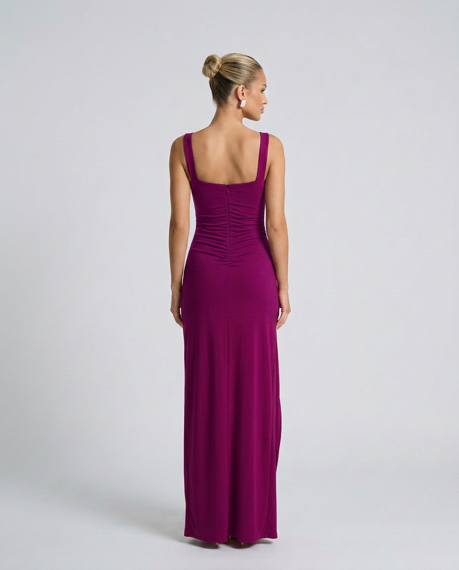 Pilar | Square Neck High Slit Maxi Dress