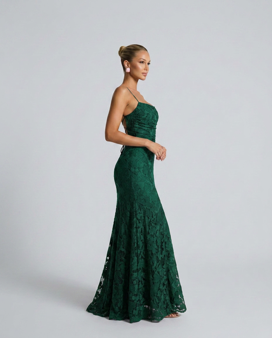Valenne | Spaghetti Strap Full Lace Maxi Dress