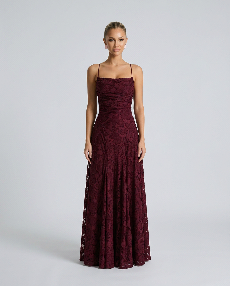 Valenne | Spaghetti Strap Full Lace Maxi Dress
