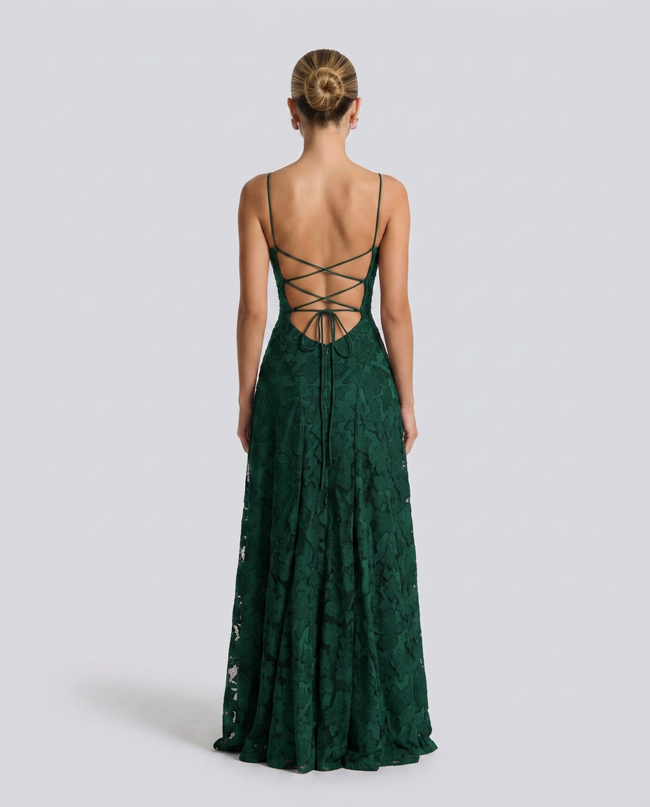Valenne | Spaghetti Strap Full Lace Maxi Dress