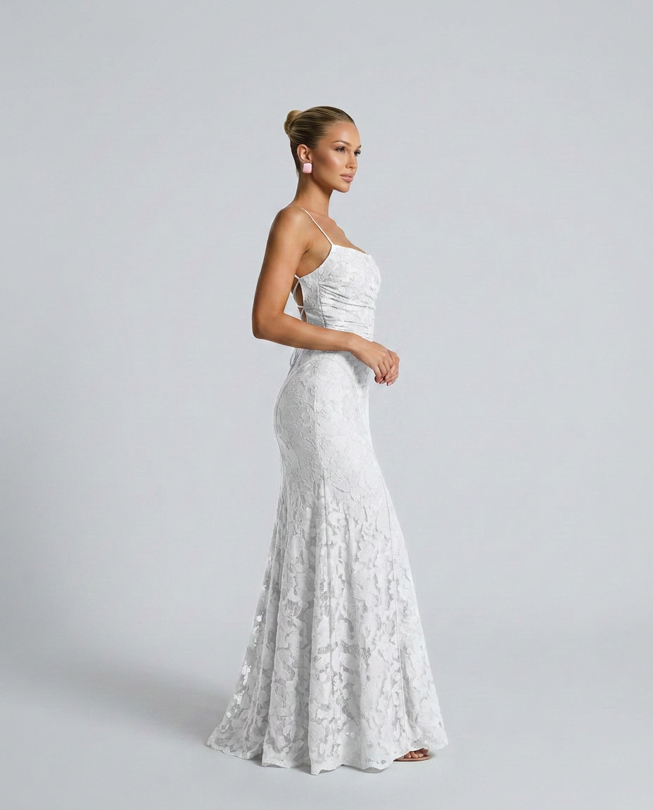 Valenne | Spaghetti Strap Full Lace Maxi Dress