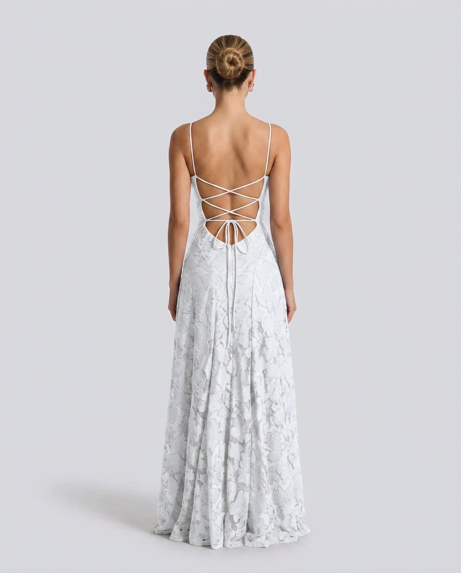 Valenne | Spaghetti Strap Full Lace Maxi Dress
