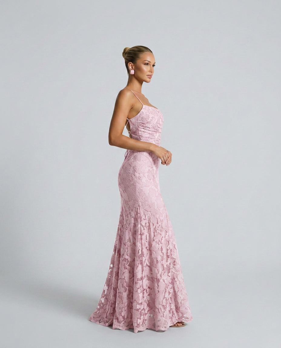 Valenne | Spaghetti Strap Full Lace Maxi Dress