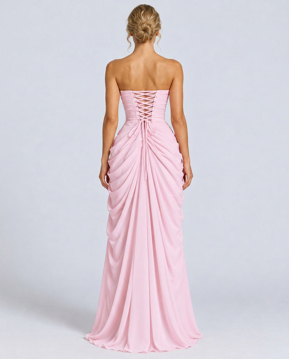 Cora | Strapless High Slit Maxi Dress