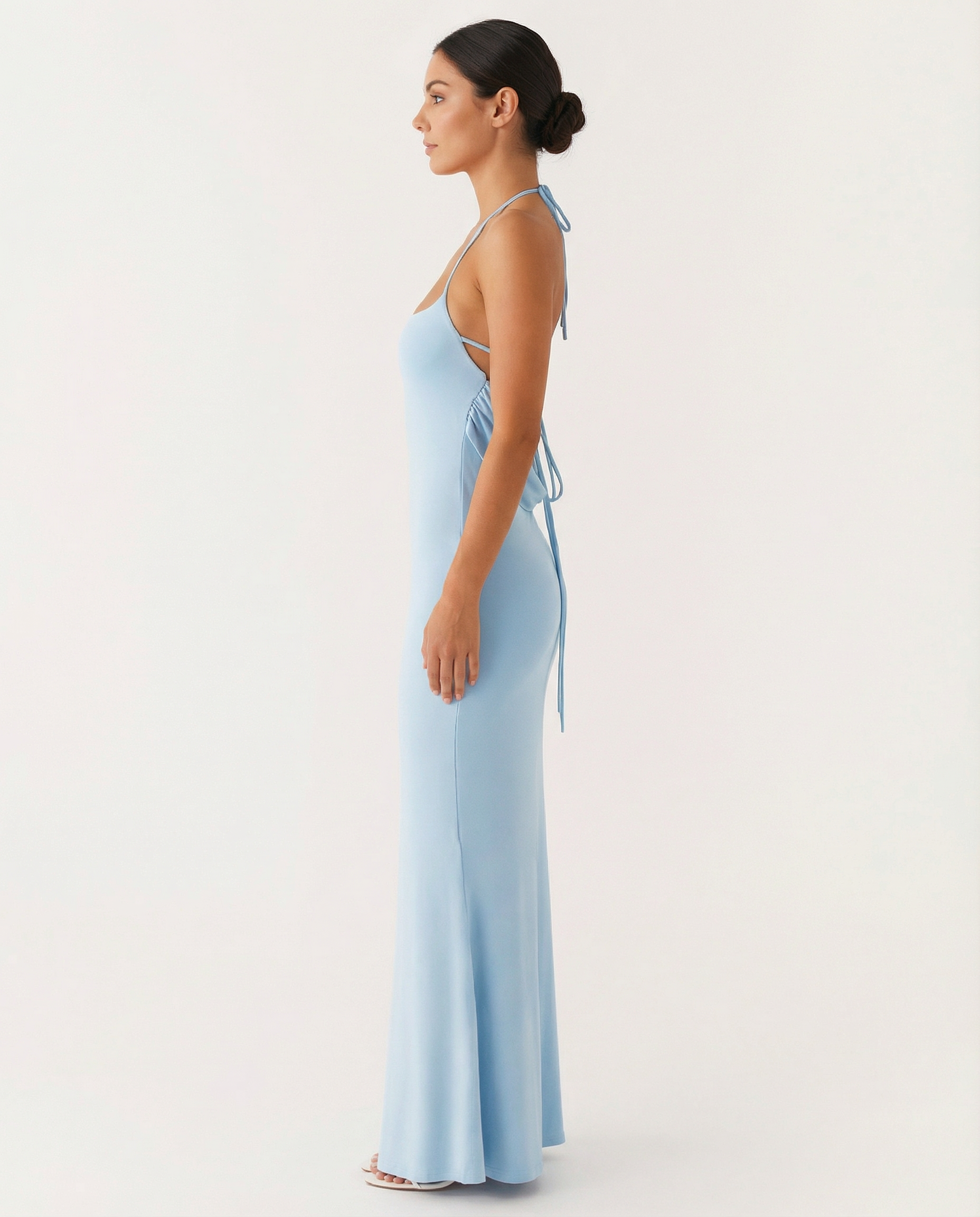 Glenda | Halter Maxi Dress with Open Back and Tie Detail
