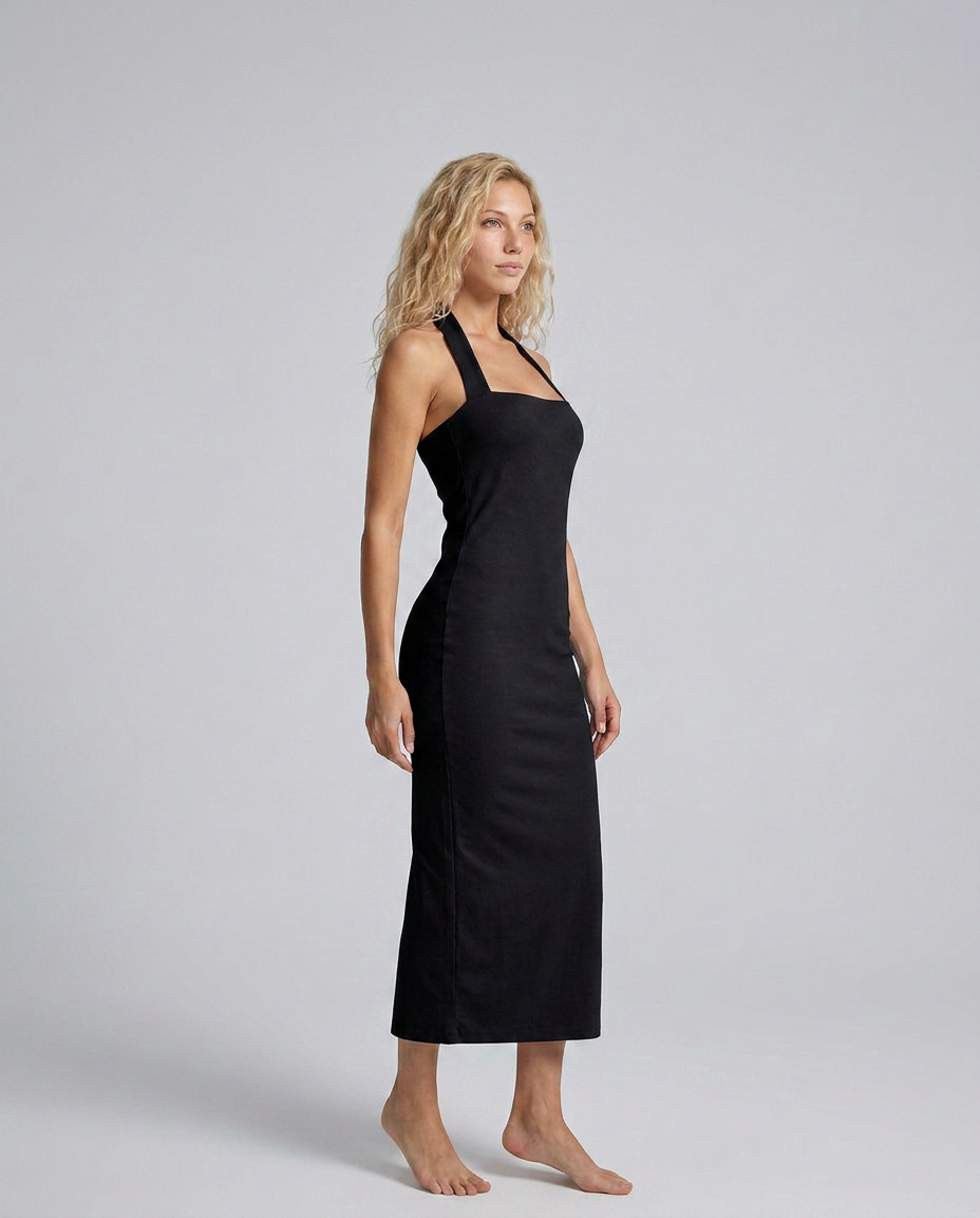 Antonella | Halter Neck Fitted Midi Dress