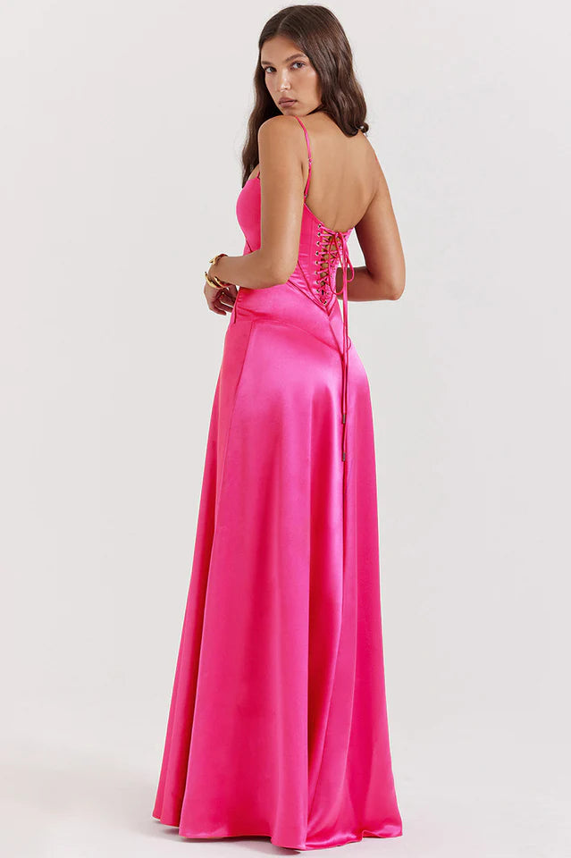 Cara | Lace-Up Back Maxi Dress