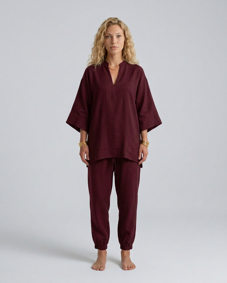 Seraphina | V-Neck Gathered Tunic & Trouser Co-ord Set