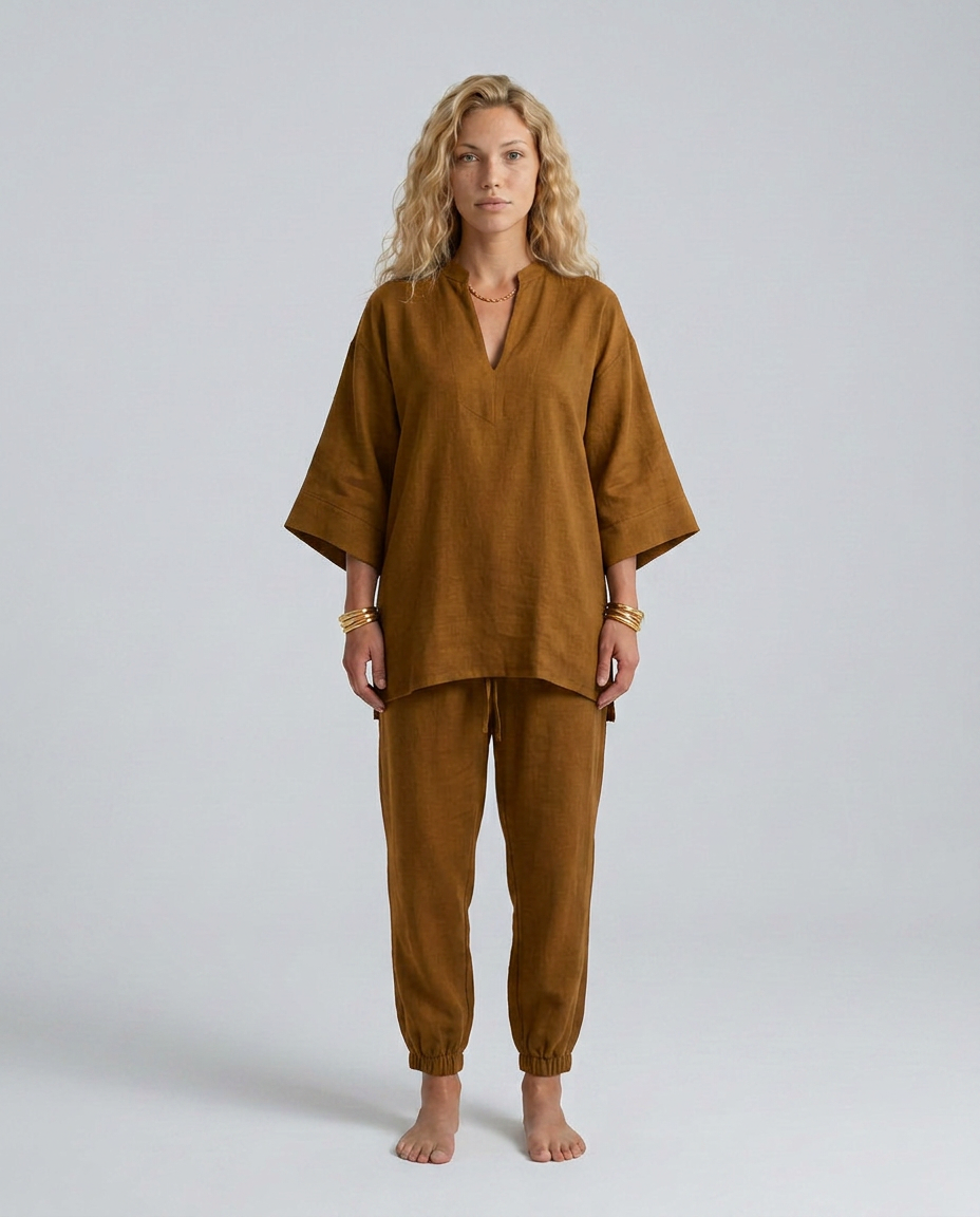 Seraphina | V-Neck Gathered Tunic & Trouser Co-ord Set