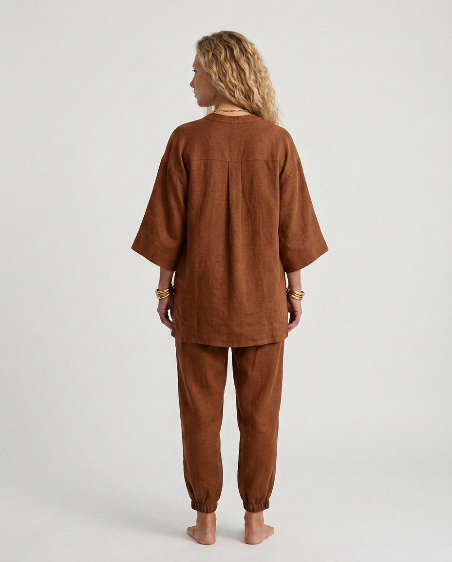 Seraphina | V-Neck Gathered Tunic & Trouser Co-ord Set