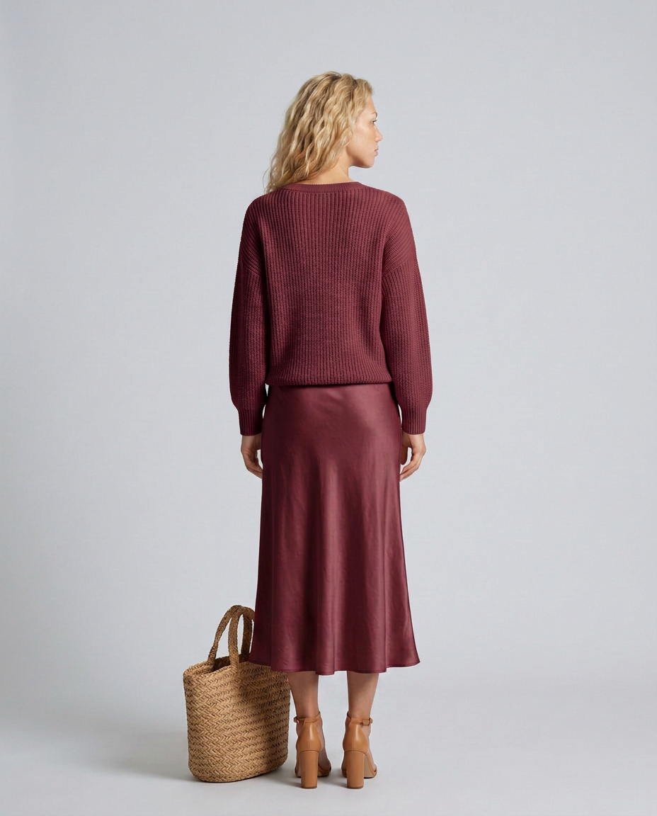 Vesna | Satin-Look Bias Skirt & Knit Layer Co-ord Set