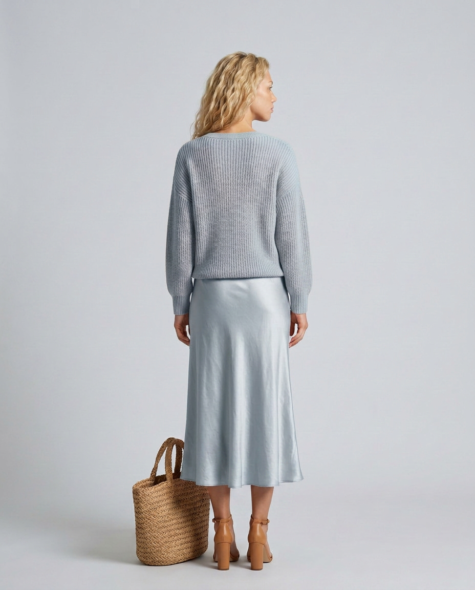 Vesna | Satin-Look Bias Skirt & Knit Layer Co-ord Set