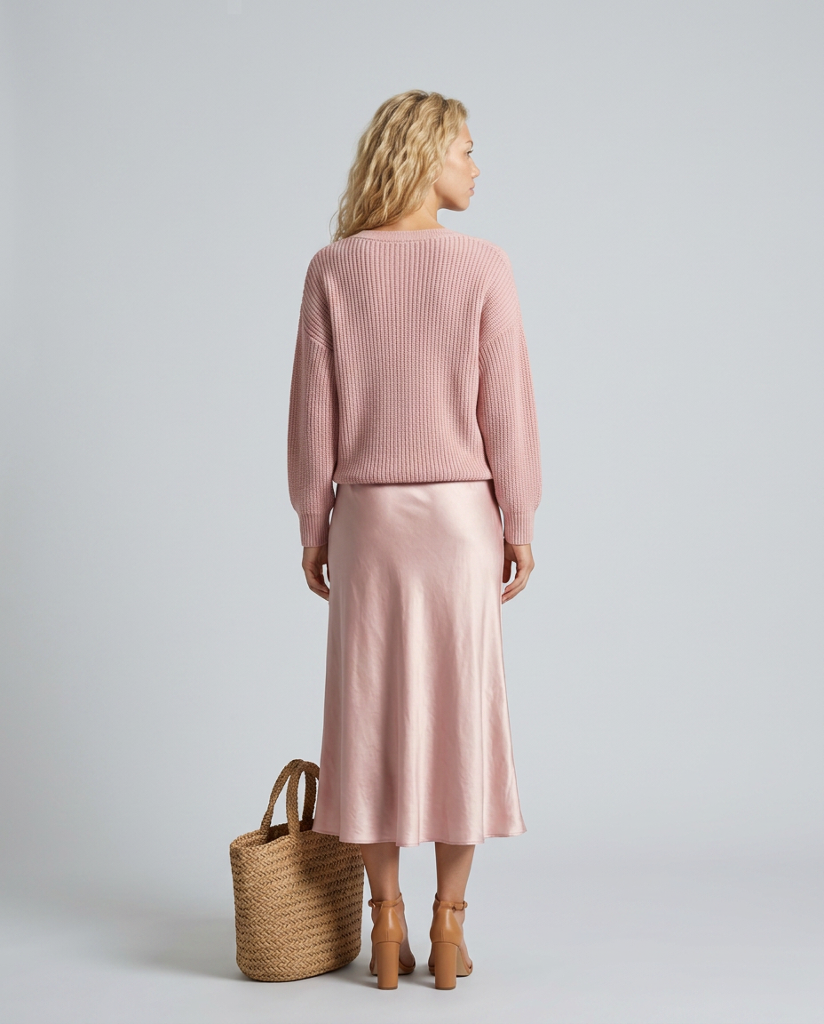 Vesna | Satin-Look Bias Skirt & Knit Layer Co-ord Set