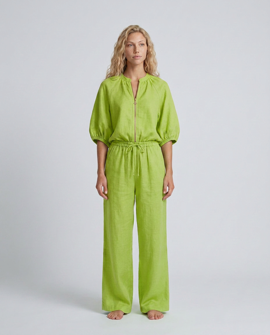 Isabela | Zip Front Blouson Top Wide Leg Co-ord Set