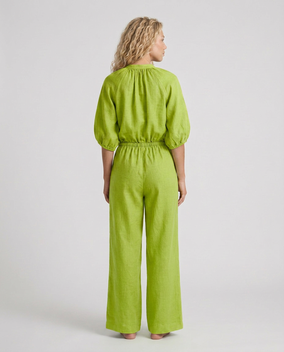 Isabela | Zip Front Blouson Top Wide Leg Co-ord Set