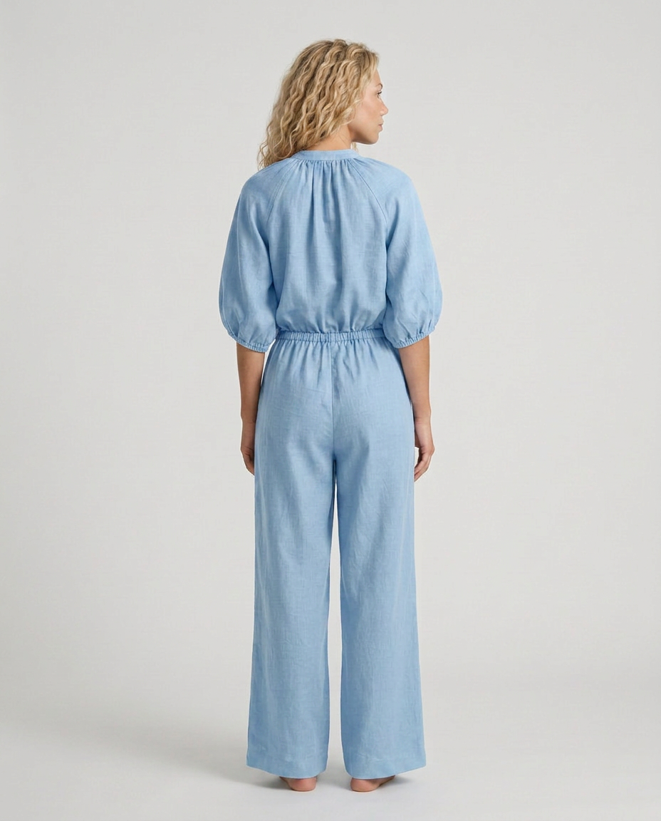 Isabela | Zip Front Blouson Top Wide Leg Co-ord Set