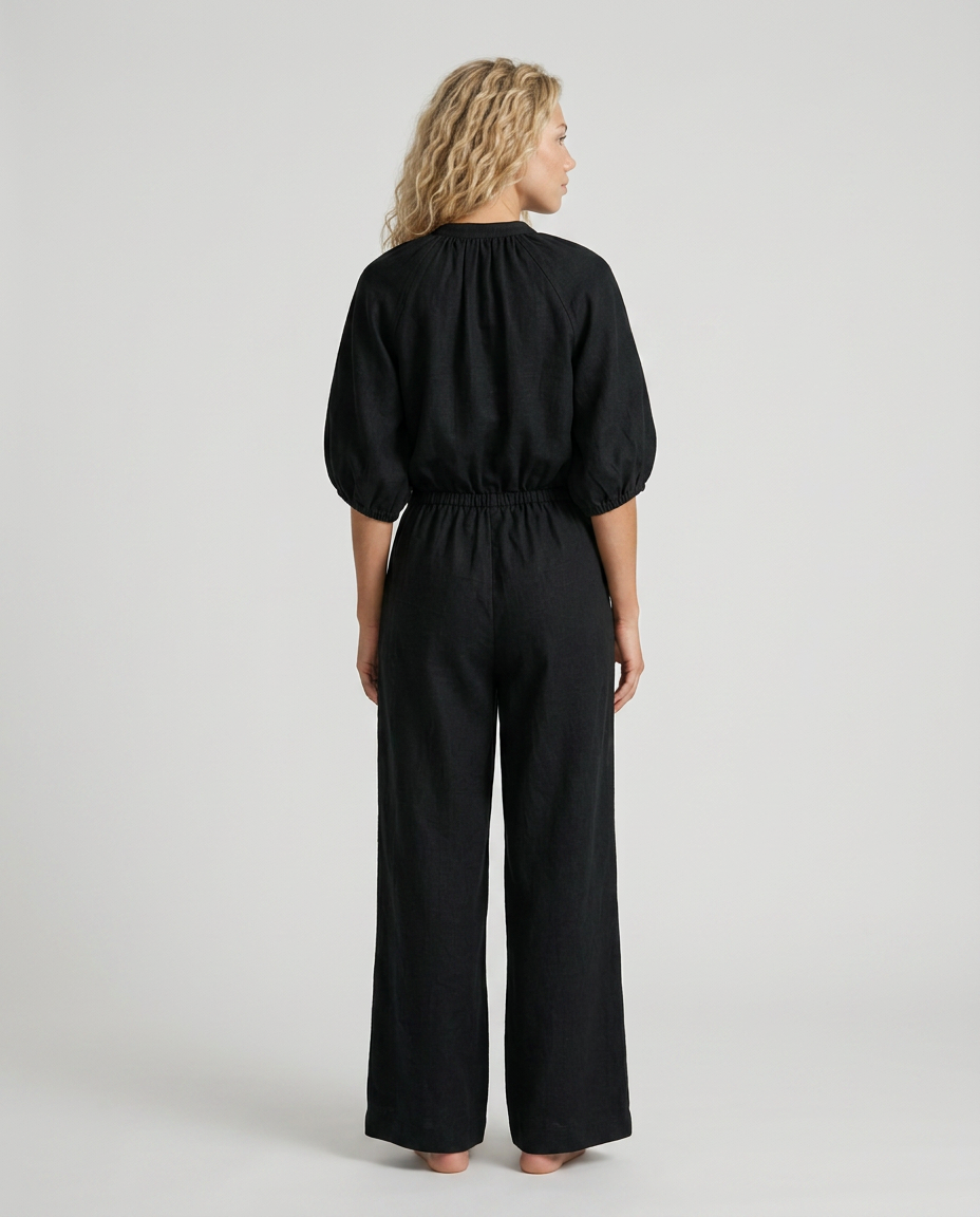 Isabela | Zip Front Blouson Top Wide Leg Co-ord Set