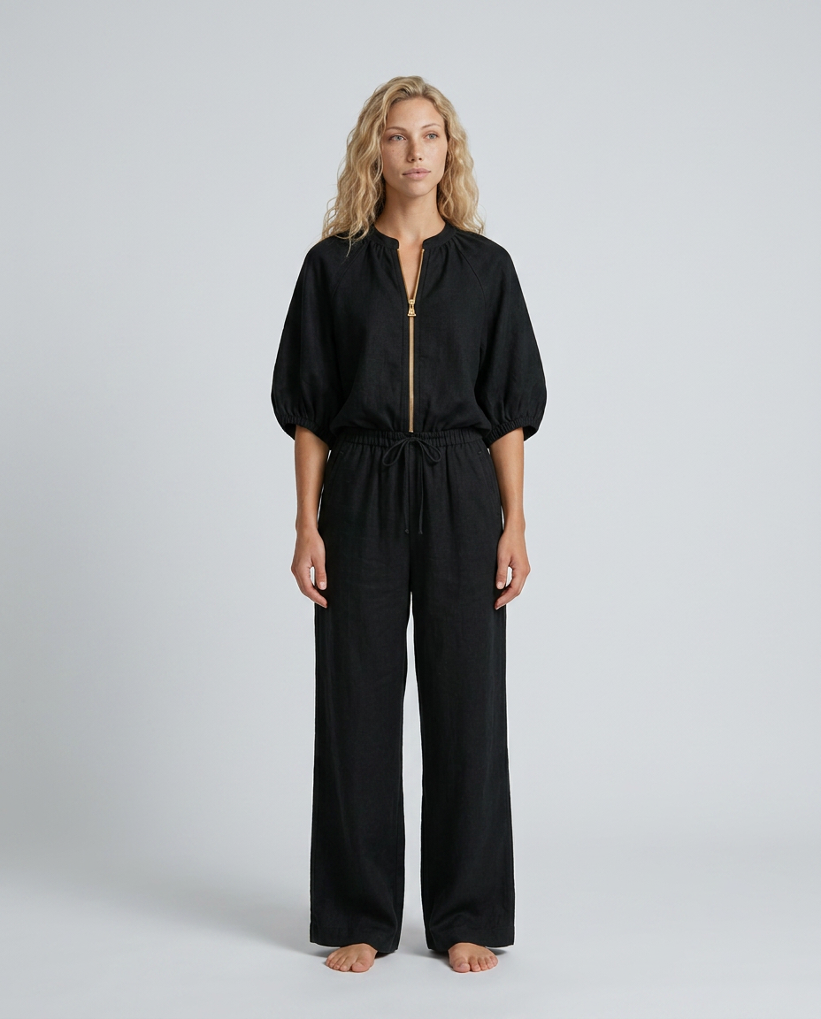 Isabela | Zip Front Blouson Top Wide Leg Co-ord Set
