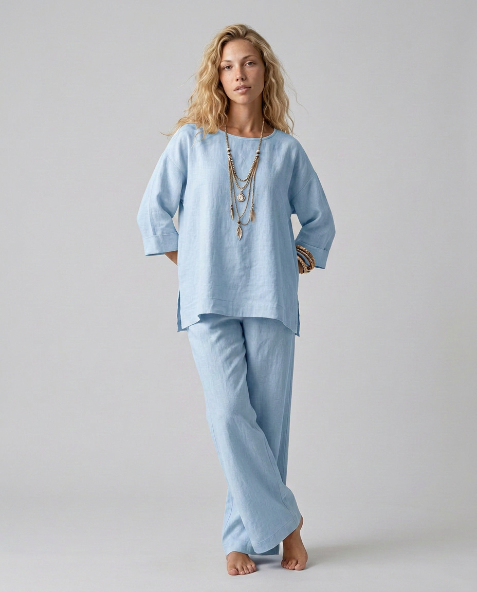 Prue | Oversized Tunic Wide Leg Pant Co-ord Set