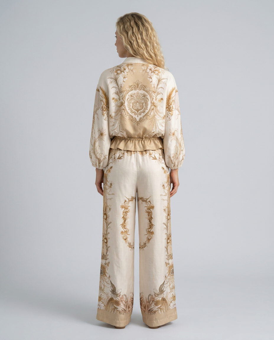 Indie | Zip Front Blouson Printed Two Piece Set