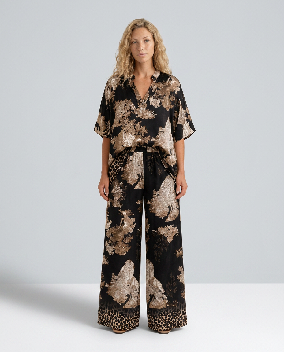 Fernanda | Printed Wide Leg Wrap Top Co-ord Set