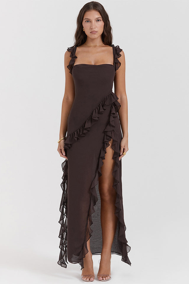 Eunice | Ruffle Slit Maxi Dress
