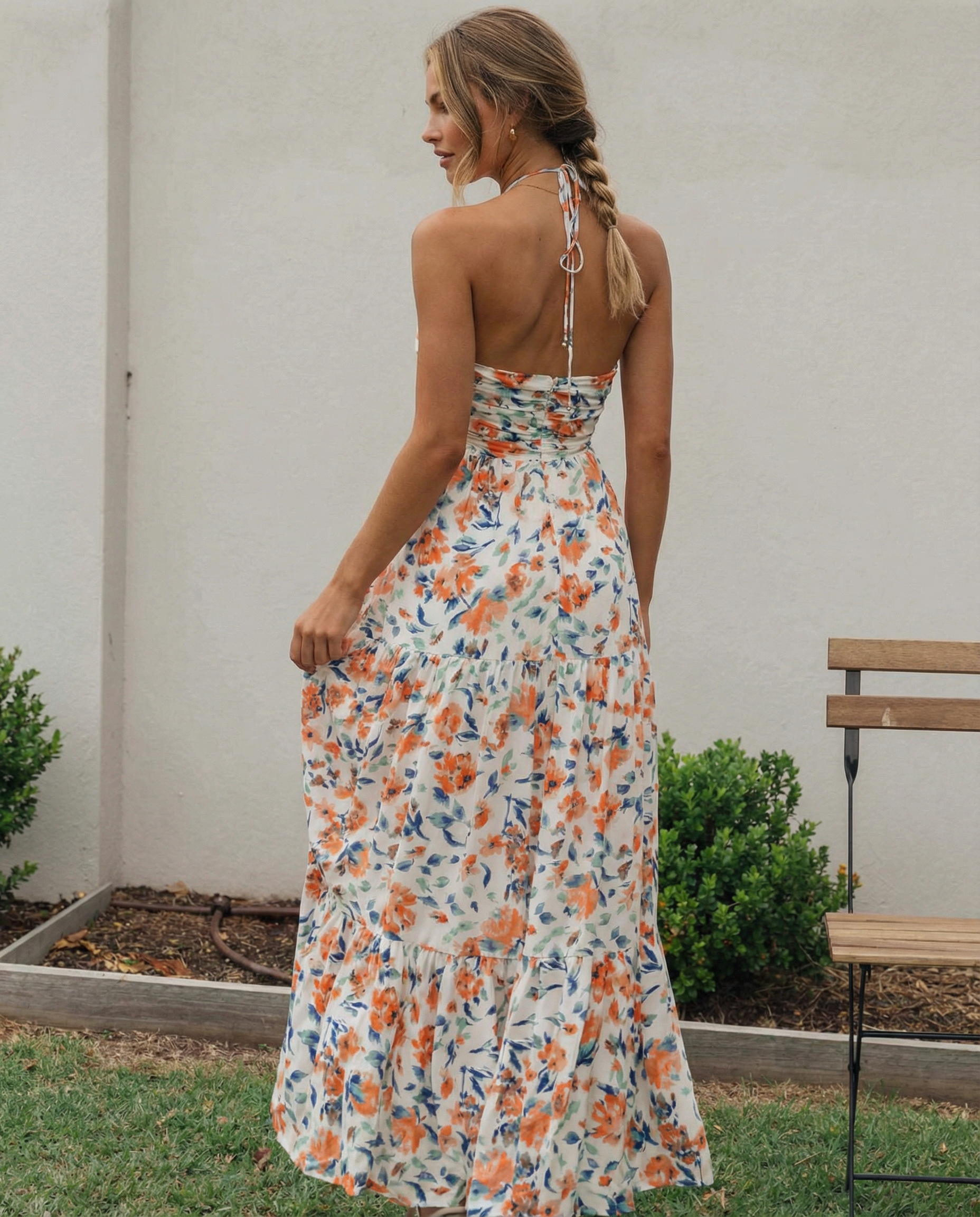 Mariska | Floral Halter Neck Maxi Dress