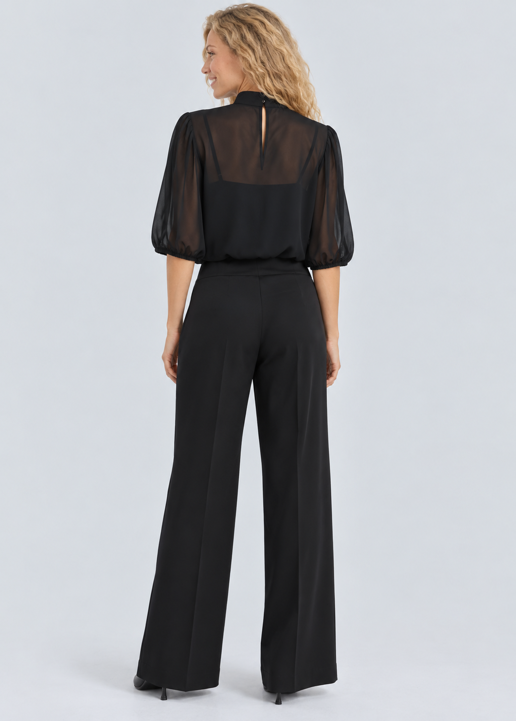 Billie | Sheer Camisole Wide Leg Three-Piece Set