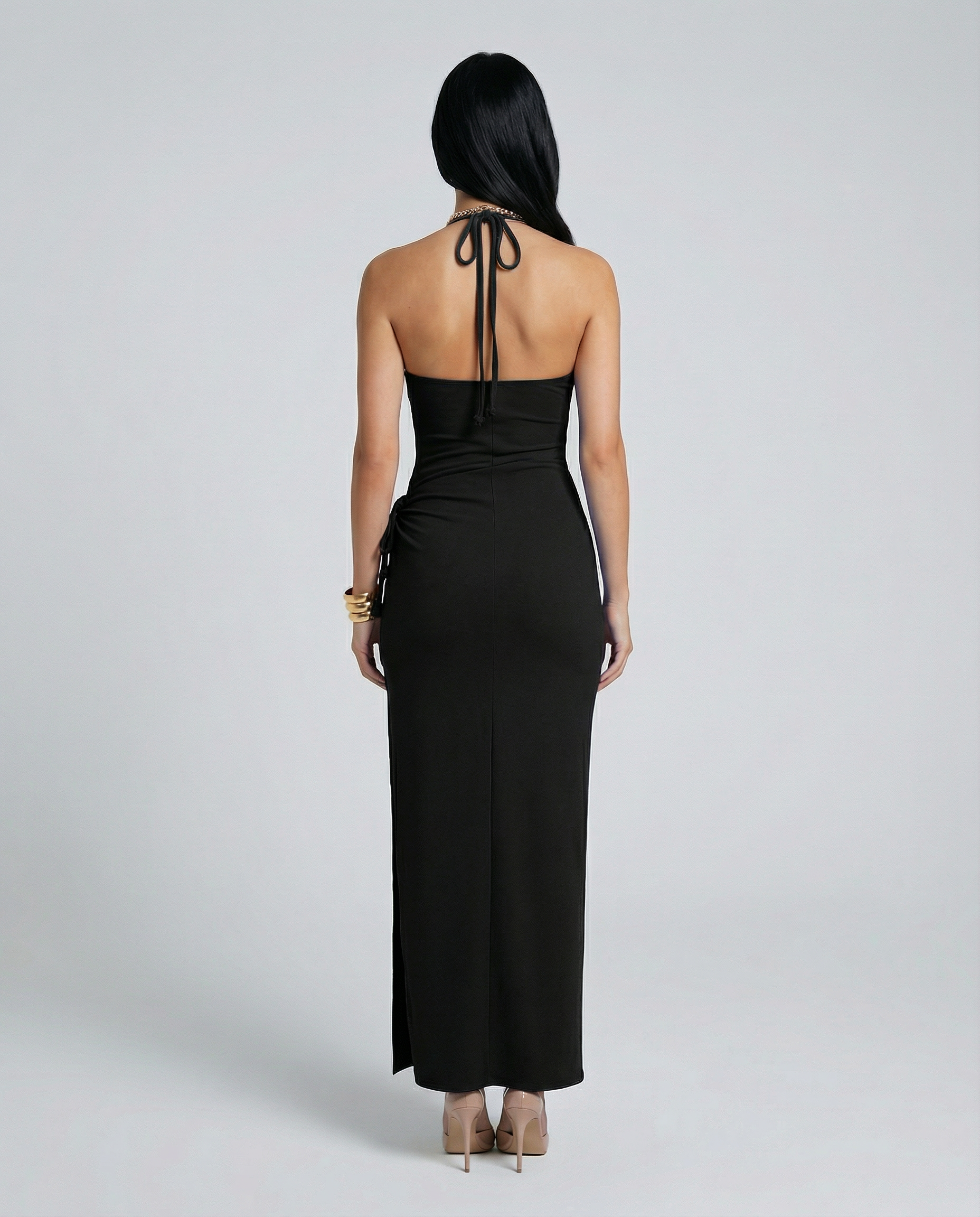 Elara | Halter Maxi Dress with Side Slit