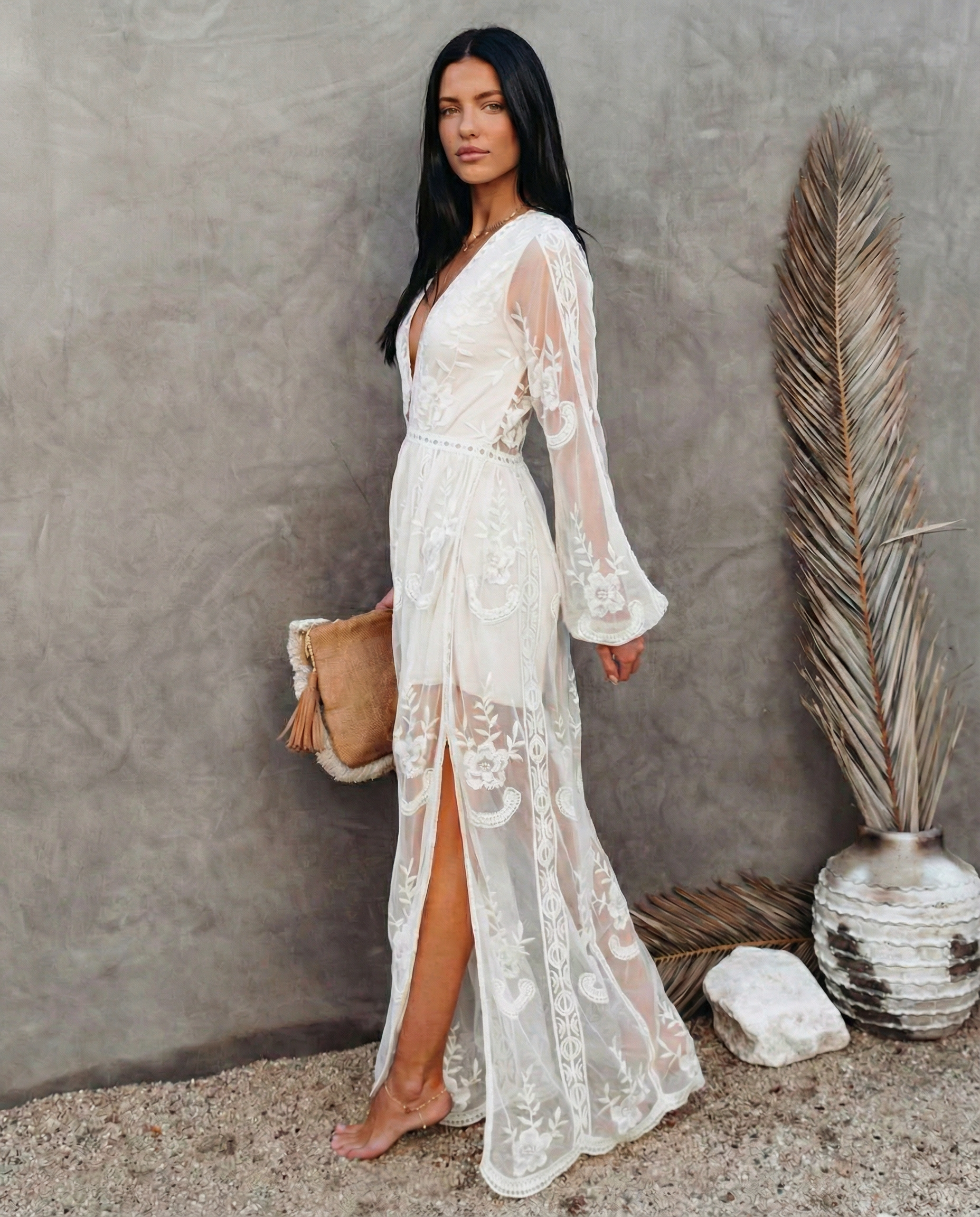 Maxine | Lace Maxi Dress with Long Sleeves