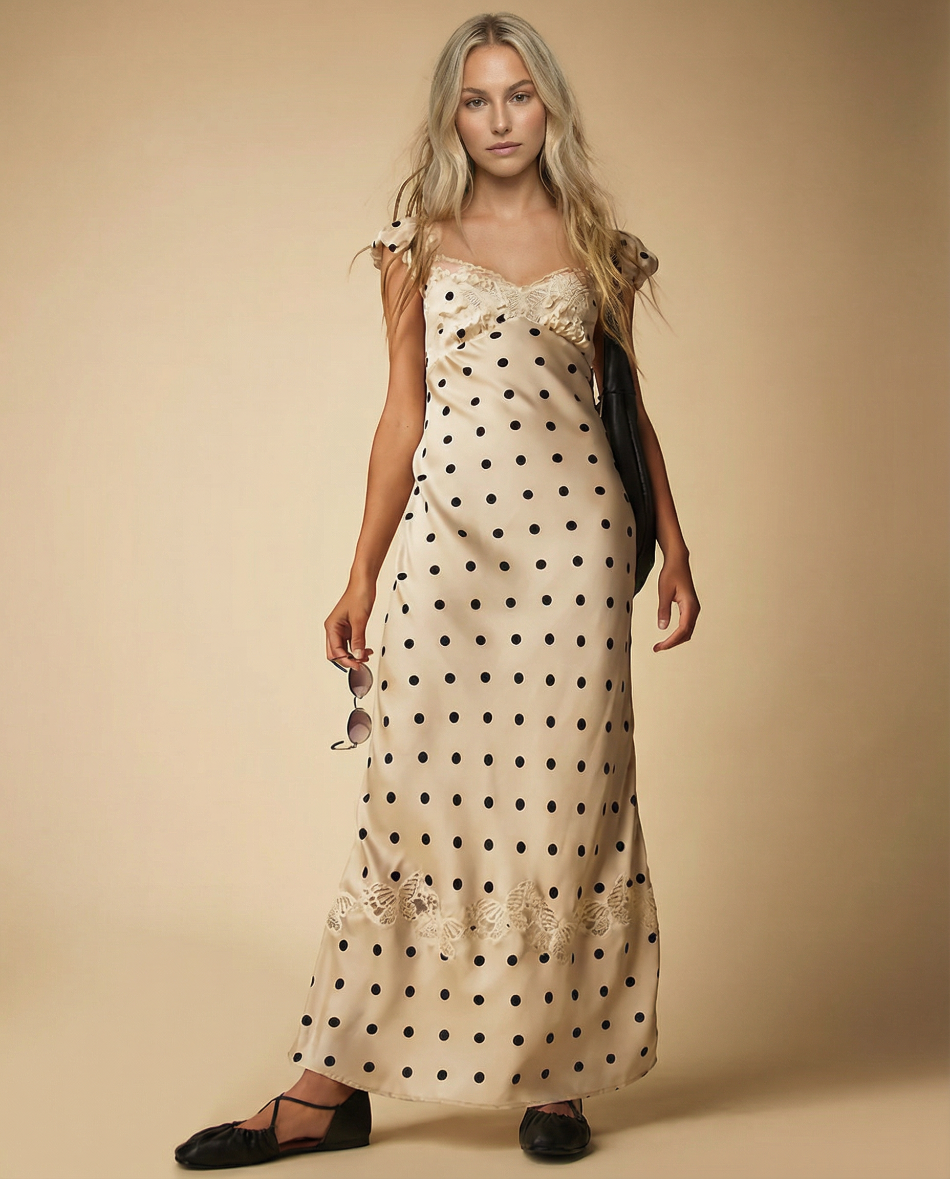 Gina | Lace Polka Dot Maxi Dress