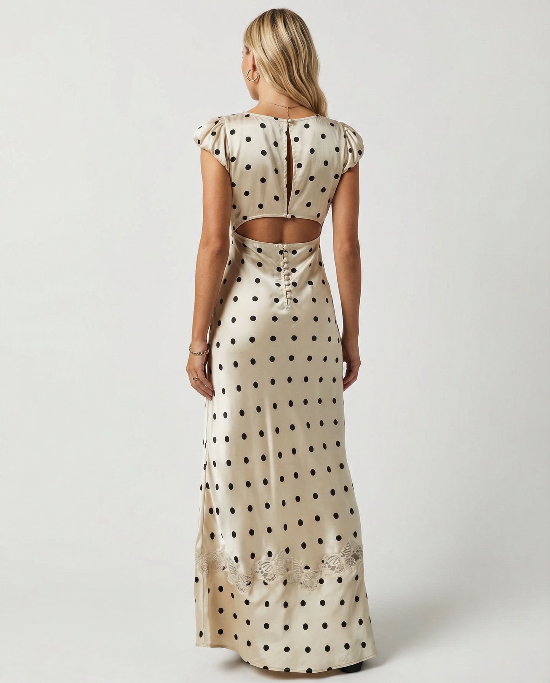 Gina | Lace Polka Dot Maxi Dress