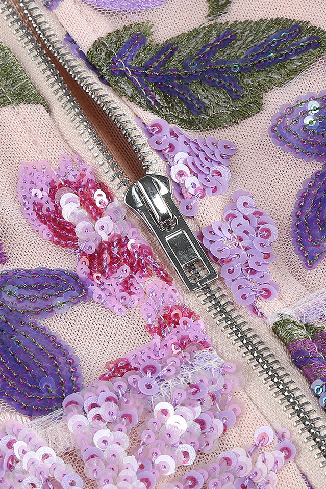 Sara | Sequin Floral Strapless Maxi Dress