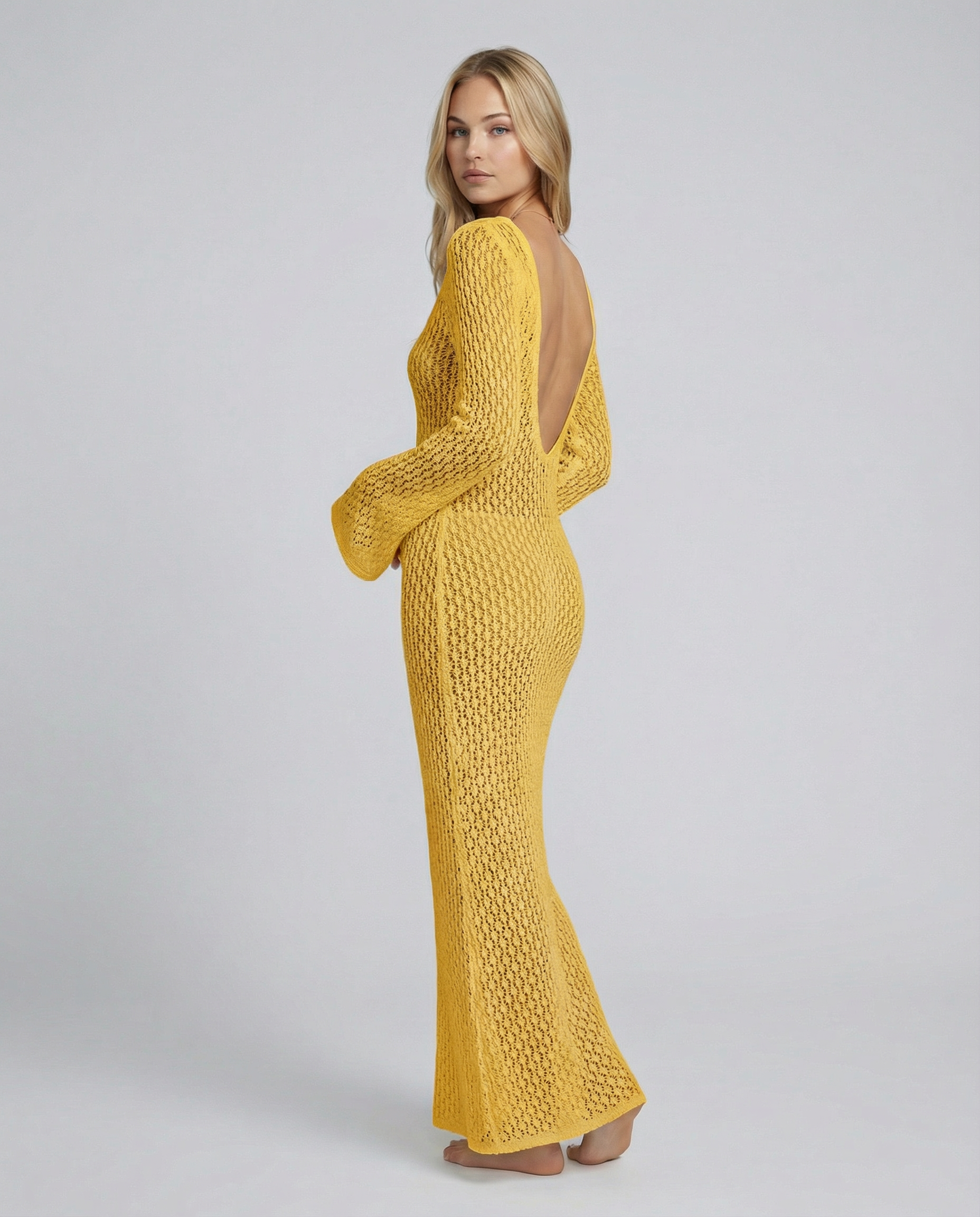 Tina | Crochet Bell Sleeve Maxi Dress