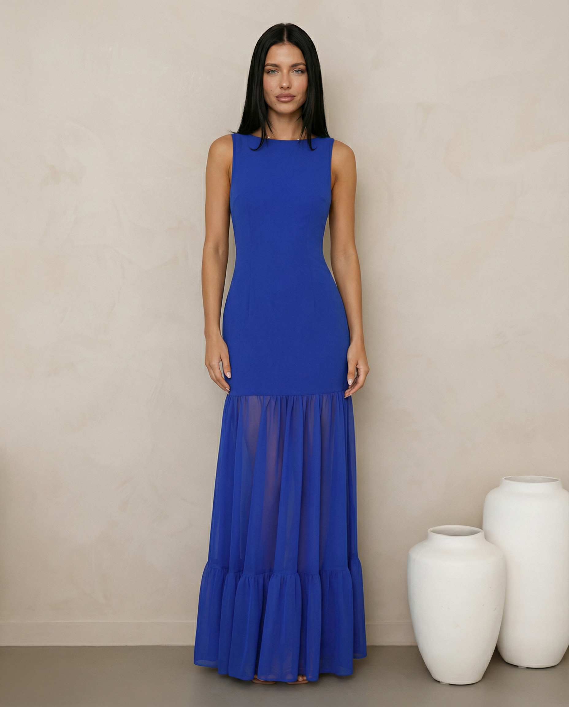 Alice | Maxi Dress with Sheer Panel Skirt
