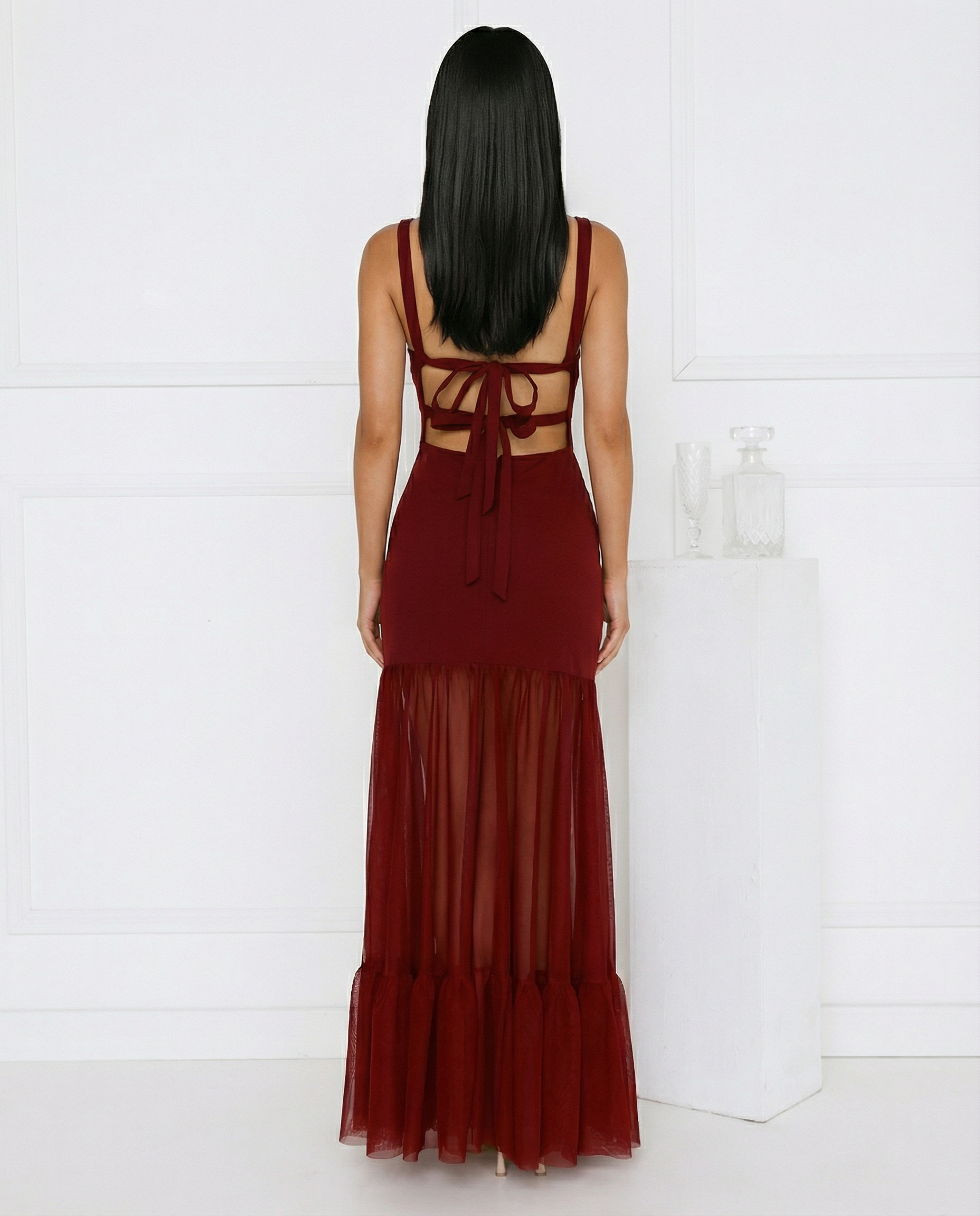 Alice | Maxi Dress with Sheer Panel Skirt
