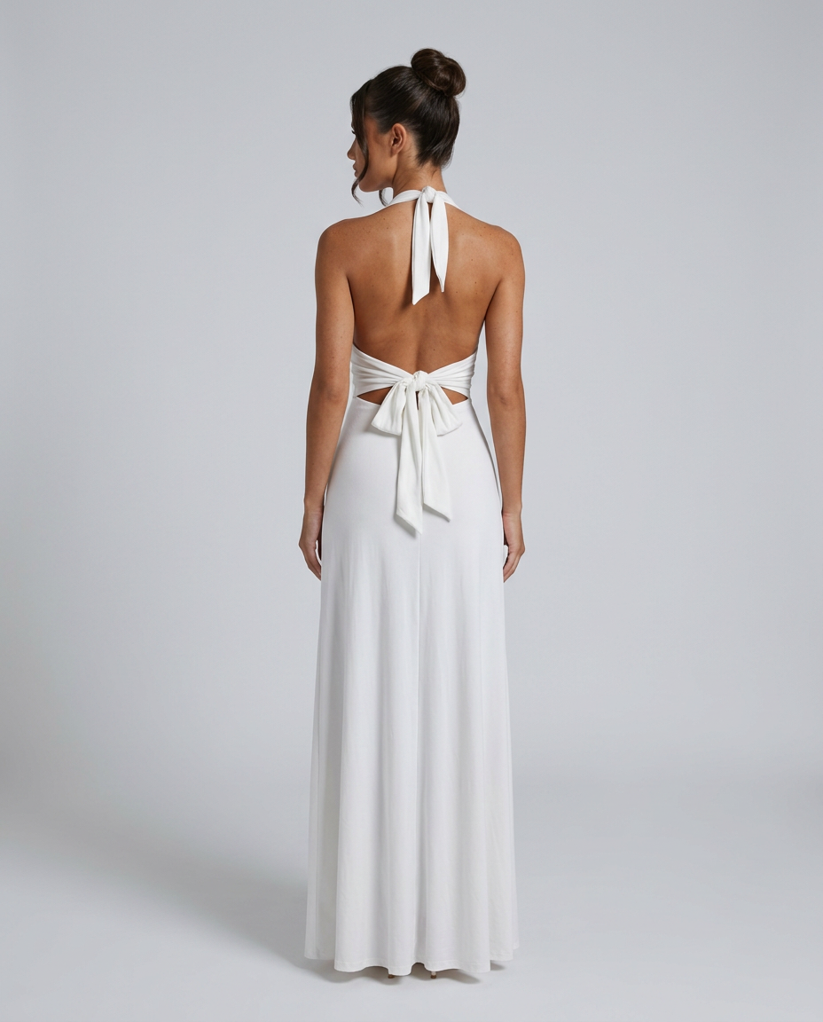 Celeste | Halter Neck Fluid Drape Maxi Dress