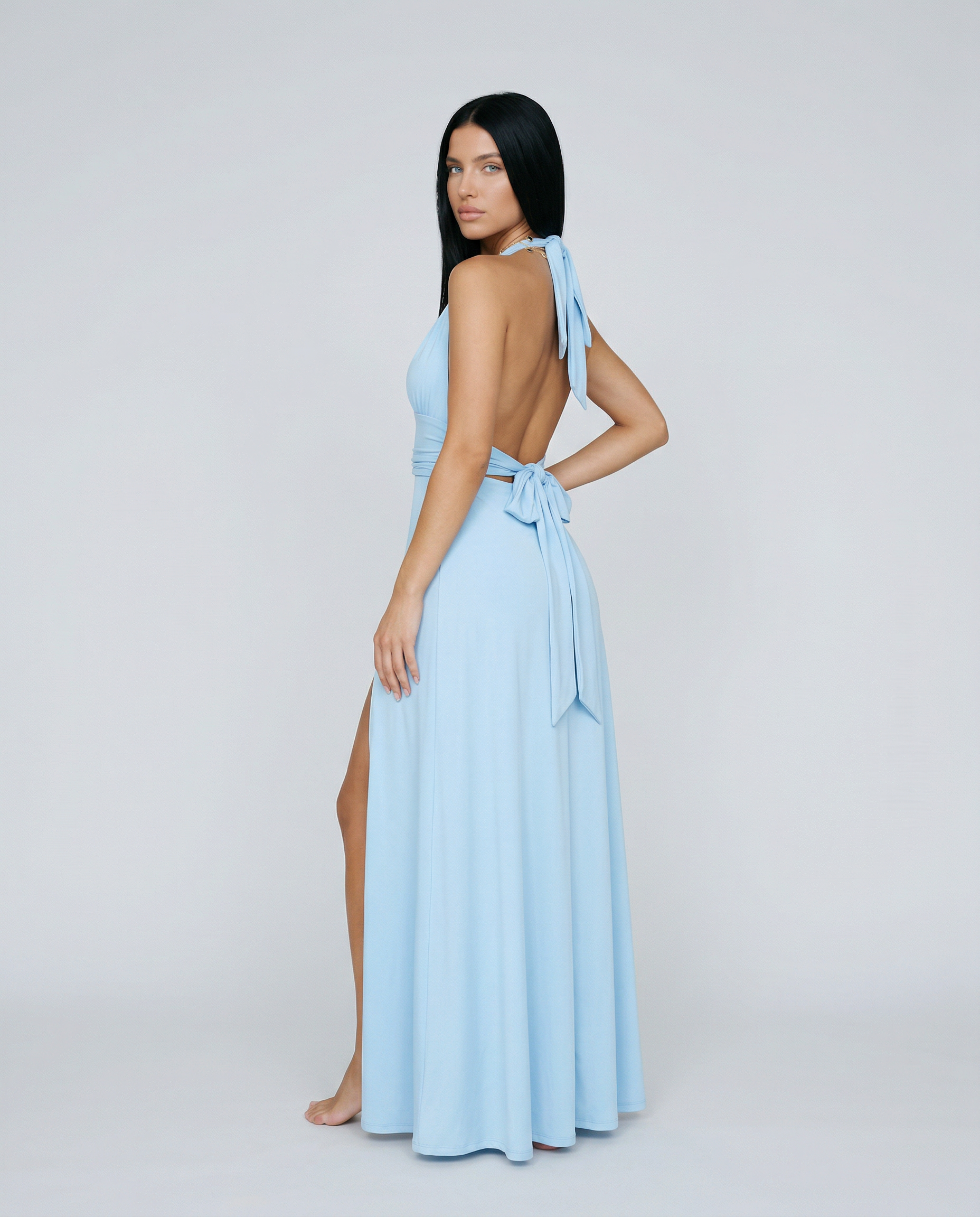 Cassie | Halter Neck High Slit Maxi Dress