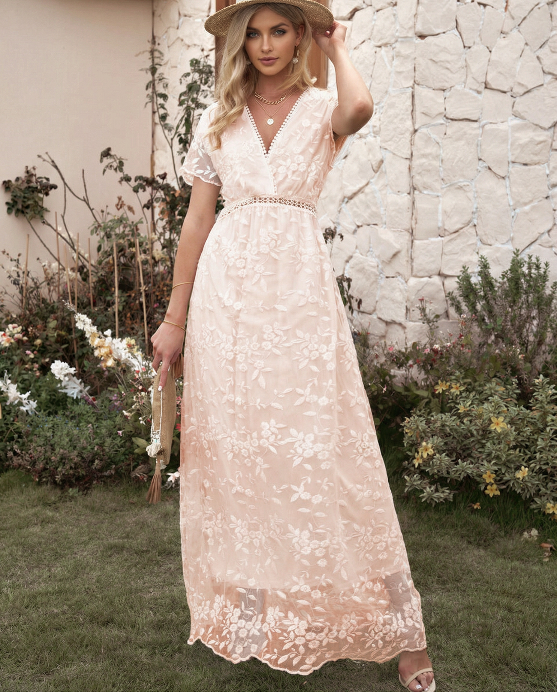 Tanya | Boho Floral Lace Maxi Dress